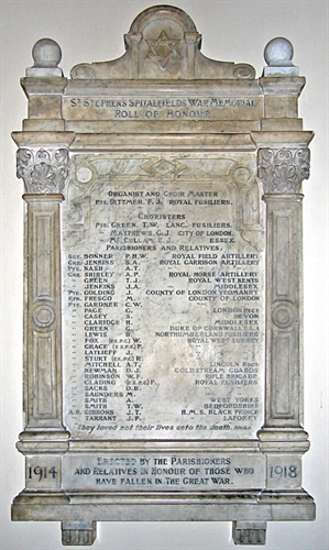 St Stephen's Spitalfields war memorial